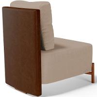 Poltrona Decorativa Living Pés Madeira Hungria L02 Couríssimo Marrom Linho Bege Escuro - Lyam - 5