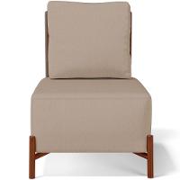 Poltrona Decorativa Living Pés Madeira Hungria L02 Couríssimo Marrom Linho Bege Escuro - Lyam - 6