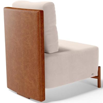 Poltrona Decorativa Hungria L02 Sala de Estar Couríssimo Suede Bege Lyam Decor