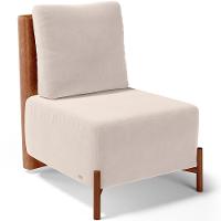 Poltrona Decorativa Living Pés Madeira Hungria L02 Couríssimo Camel Suede Bege - Lyam - 1