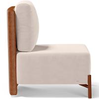 Poltrona Decorativa Living Pés Madeira Hungria L02 Couríssimo Camel Suede Bege - Lyam - 7