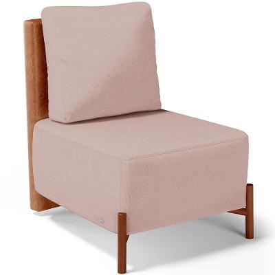Poltrona Decorativa Hungria L02 Sala De Estar Couríssimo Camel Linho Rosé Rosa Lyam Decor
