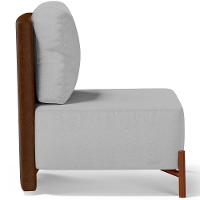 Poltrona Decorativa Living Pés Madeira Hungria L02 Couríssimo Marrom Linho Cinza - Lyam - 3