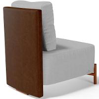 Poltrona Decorativa Living Pés Madeira Hungria L02 Couríssimo Marrom Linho Cinza - Lyam - 5