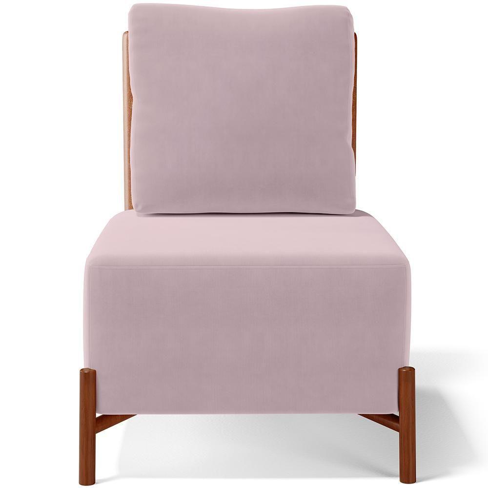Poltrona Decorativa Living Pés Madeira Hungria L02 Couríssimo Camel Suede Rosê - Lyam - 4