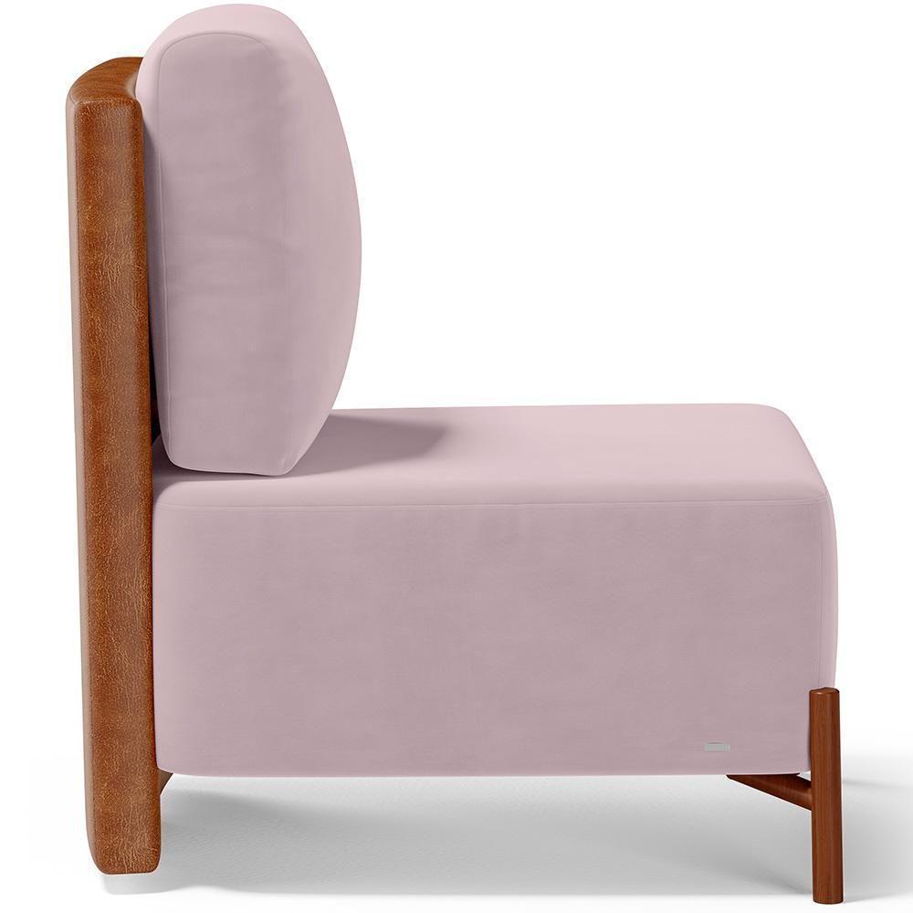 Poltrona Decorativa Living Pés Madeira Hungria L02 Couríssimo Camel Suede Rosê - Lyam - 7