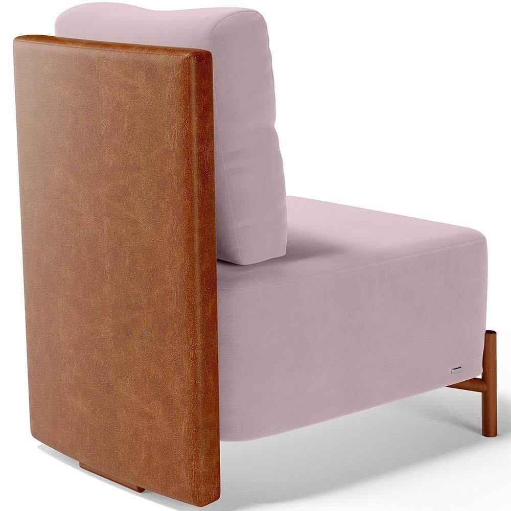 Poltrona Decorativa Living Pés Madeira Hungria L02 Couríssimo Camel Suede Rosê - Lyam - 8