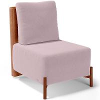 Poltrona Decorativa Living Pés Madeira Hungria L02 Couríssimo Camel Suede Rosê - Lyam - 1