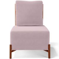 Poltrona Decorativa Living Pés Madeira Hungria L02 Couríssimo Camel Suede Rosê - Lyam