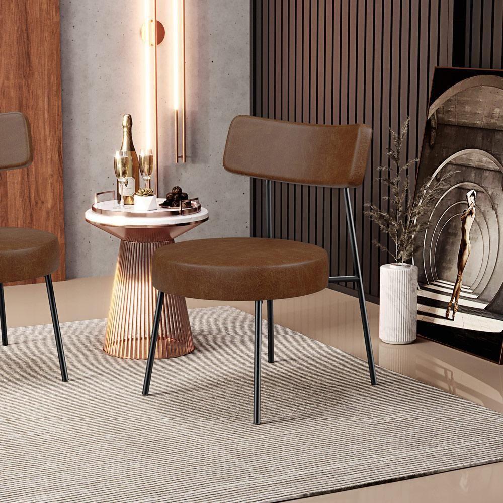 Poltrona Decorativa Base Fixa Londres L02 Couríssimo Marrom - Lyam - 6