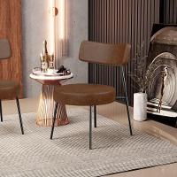 Poltrona Decorativa Base Fixa Londres L02 Couríssimo Marrom - Lyam - 6