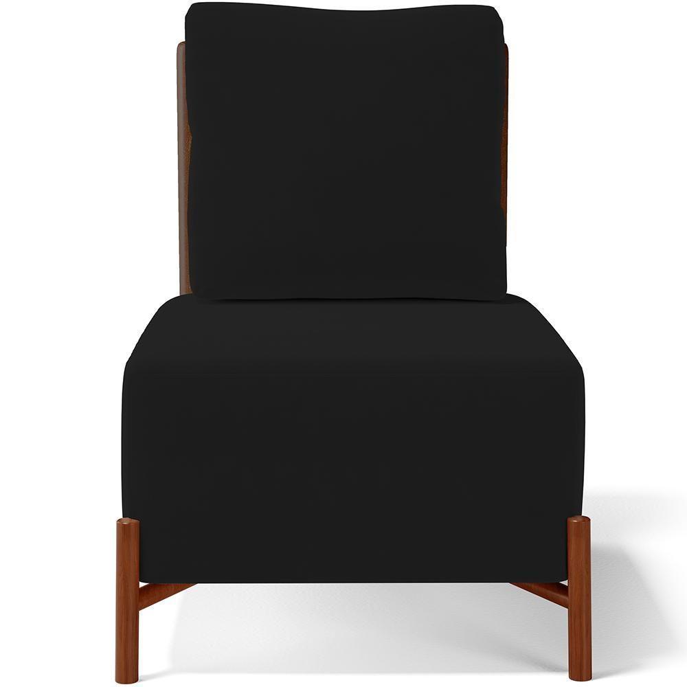 Poltrona Decorativa Living Pés Madeira Hungria L02 Couríssimo Marrom Suede Preto - Lyam - 6