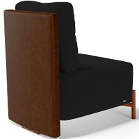 Poltrona Decorativa Living Pés Madeira Hungria L02 Couríssimo Marrom Suede Preto - Lyam - 5