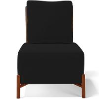 Poltrona Decorativa Living Pés Madeira Hungria L02 Couríssimo Marrom Suede Preto - Lyam - 6