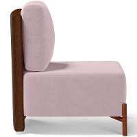 Poltrona Decorativa Living Pés Madeira Hungria L02 Couríssimo Marrom Suede Rosê - Lyam - 3