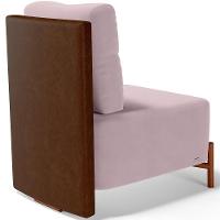 Poltrona Decorativa Living Pés Madeira Hungria L02 Couríssimo Marrom Suede Rosê - Lyam - 5
