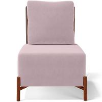 Poltrona Decorativa Living Pés Madeira Hungria L02 Couríssimo Marrom Suede Rosê - Lyam - 6