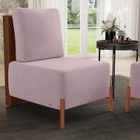 Poltrona Decorativa Living Pés Madeira Hungria L02 Couríssimo Marrom Suede Rosê - Lyam - 7