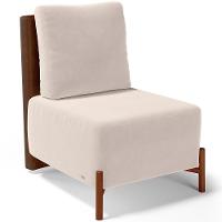 Poltrona Decorativa Living Pés Madeira Hungria L02 Couríssimo Marrom Suede Bege - Lyam - 1