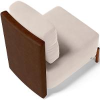 Poltrona Decorativa Living Pés Madeira Hungria L02 Couríssimo Marrom Suede Bege - Lyam - 2