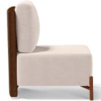 Poltrona Decorativa Living Pés Madeira Hungria L02 Couríssimo Marrom Suede Bege - Lyam - 3