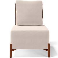 Poltrona Decorativa Living Pés Madeira Hungria L02 Couríssimo Marrom Suede Bege - Lyam - 6