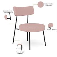 Poltrona Decorativa Base Fixa Londres L02 Linho Rosê - Lyam - 3