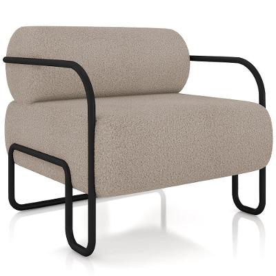Poltrona Decorativa Moscou K01 Industrial Bouclê Bege Lyam Decor