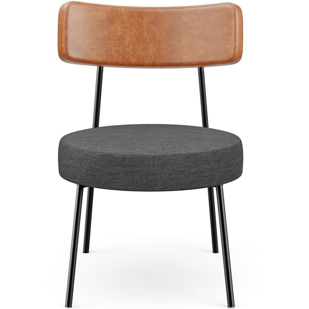 Poltrona Decorativa Fixa Londres L02 Couríssimo Camel Linho Cinza Escuro - Lyam - 5