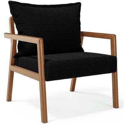 Poltrona Decorativa E Living Alícia B04 Bouclê Preto - Lyam Decor