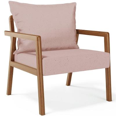 Poltrona Decorativa Alícia B04 Para Sala De Estar Linho Rosê Lyam Decor