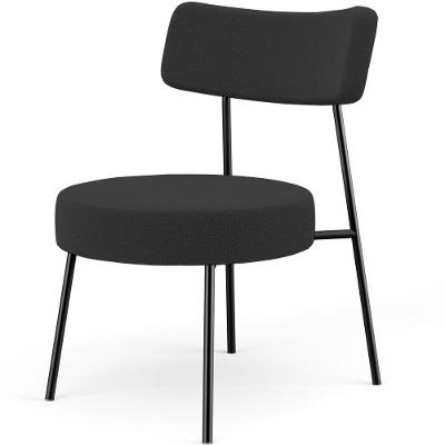 Poltrona Decorativa Londres L02 Para Sala De Estar Bouclê Preto Lyam Decor
