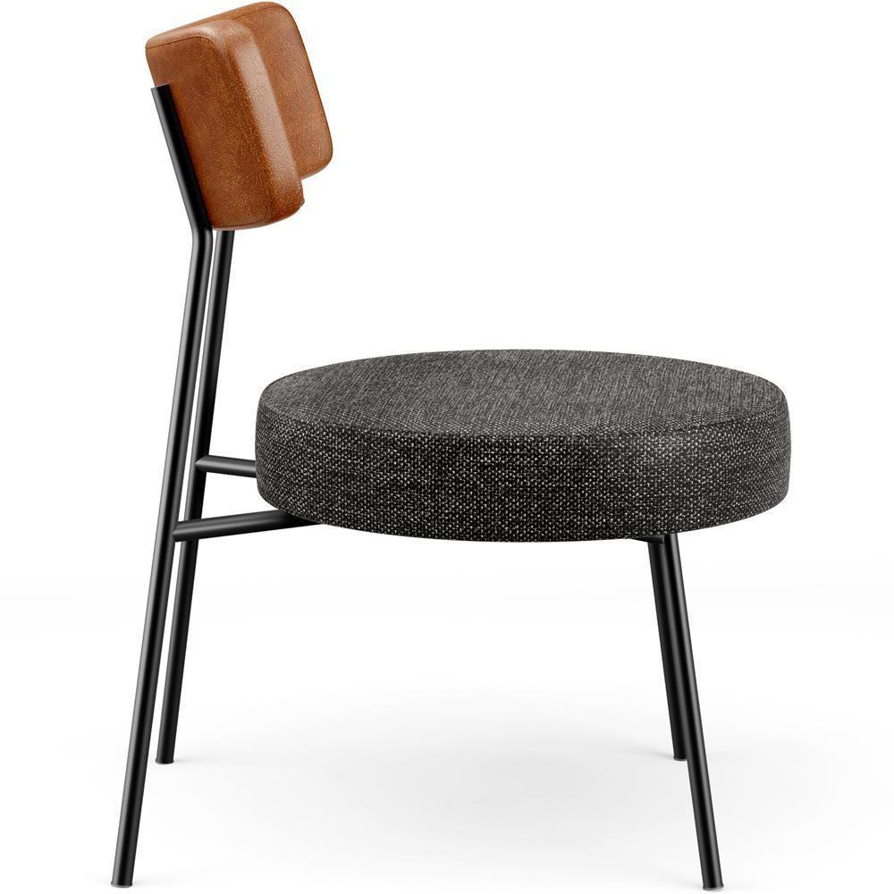 Poltrona Decorativa Base Fixa Londres L02 Couríssimo Camel Linho Chumbo - Lyam - 2