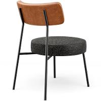 Poltrona Decorativa Base Fixa Londres L02 Couríssimo Camel Linho Chumbo - Lyam