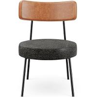 Poltrona Decorativa Base Fixa Londres L02 Couríssimo Camel Linho Chumbo - Lyam - 5