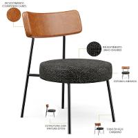 Poltrona Decorativa Base Fixa Londres L02 Couríssimo Camel Linho Chumbo - Lyam - 7