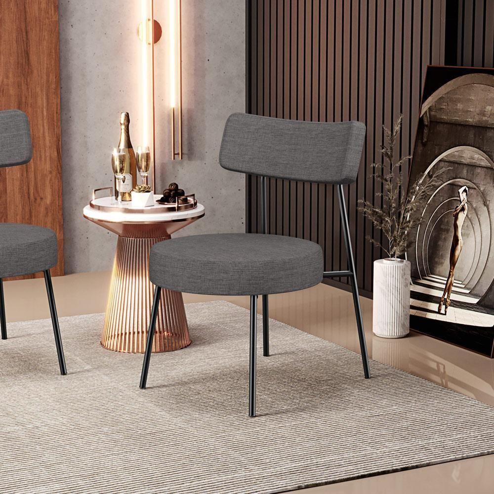 Poltrona Decorativa Base Fixa Londres L02 Linho Cinza Escuro - Lyam - 7