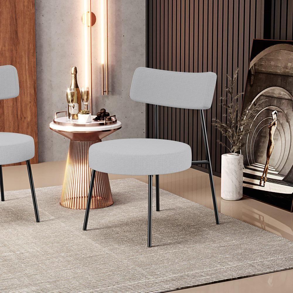 Poltrona Decorativa Base Fixa Londres L02 Linho Cinza - Lyam - 6