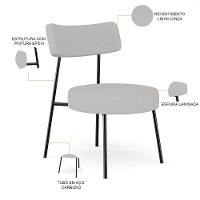 Poltrona Decorativa Base Fixa Londres L02 Linho Cinza - Lyam - 7