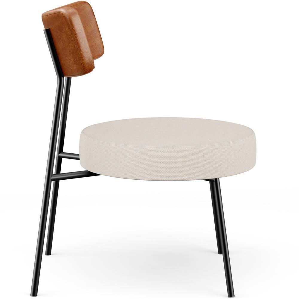 Poltrona Decorativa Base Fixa Londres L02 Couríssimo Camel Linho Cru - Lyam - 2