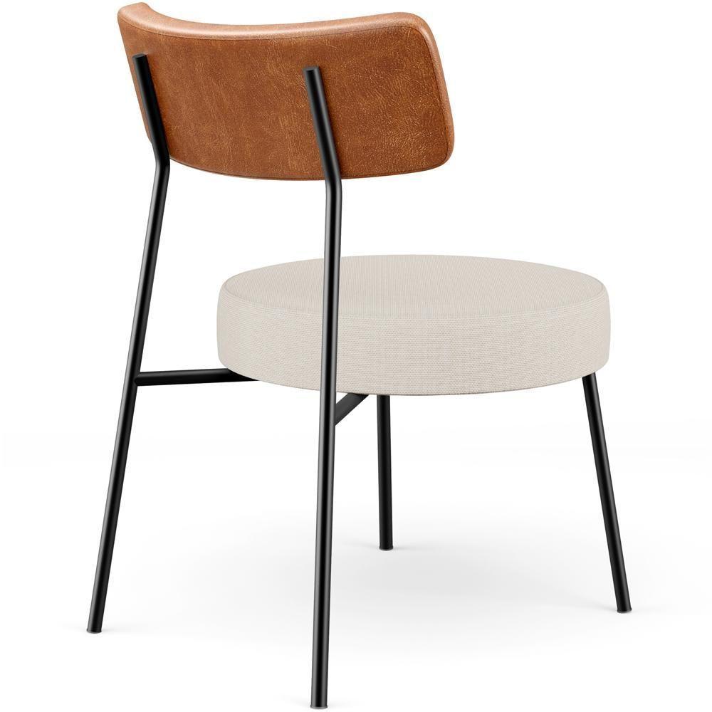 Poltrona Decorativa Base Fixa Londres L02 Couríssimo Camel Linho Cru - Lyam - 4