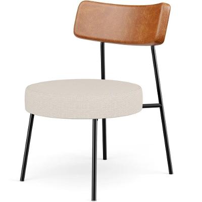 Poltrona Decorativa Londres L02 Para Sala De Estar Couro Sintético Linho Preto Caramelo Creme Lyam