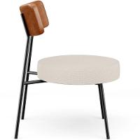 Poltrona Decorativa Base Fixa Londres L02 Couríssimo Camel Linho Cru - Lyam - 2