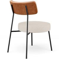 Poltrona Decorativa Base Fixa Londres L02 Couríssimo Camel Linho Cru - Lyam