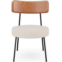 Poltrona Decorativa Base Fixa Londres L02 Couríssimo Camel Linho Cru - Lyam - 5