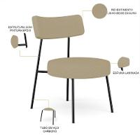 Poltrona Decorativa Base Fixa Londres L02 Linho Bege Escuro - Lyam - 7