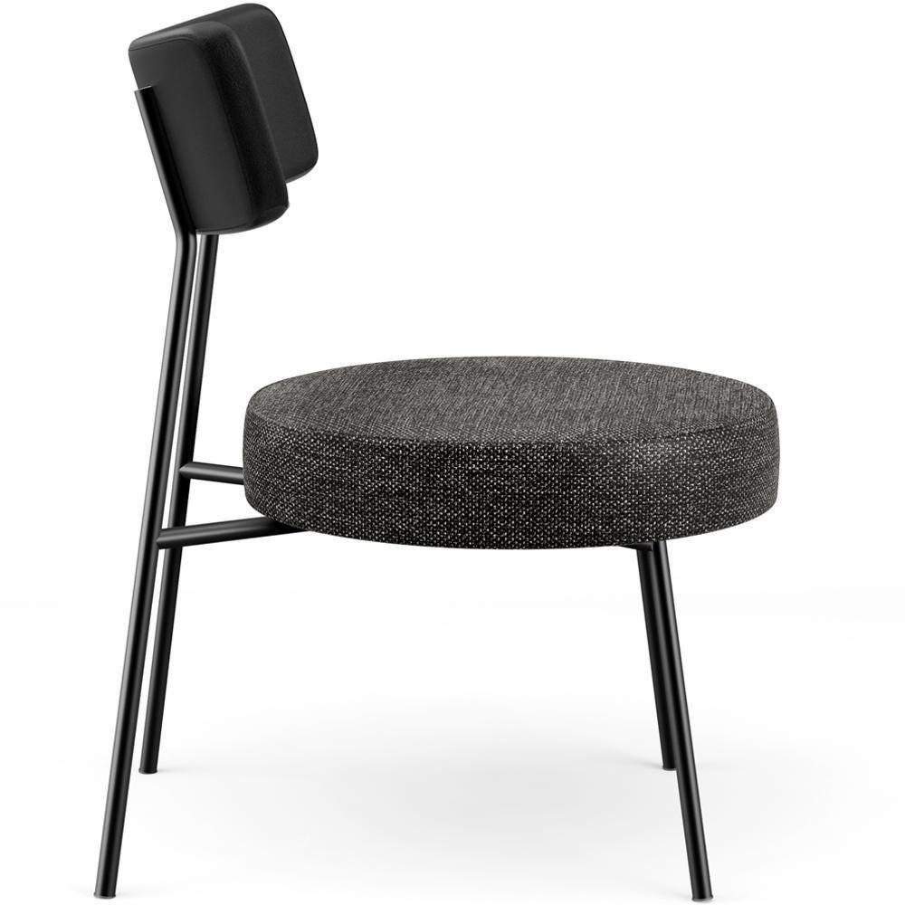 Poltrona Decorativa Base Fixa Londres L02 Couríssimo Preto Linho Chumbo - Lyam - 2