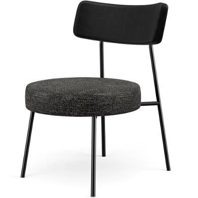 Poltrona Decorativa Base Fixa Londres L02 Couríssimo Preto Linho Chumbo - Lyam