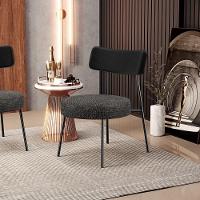 Poltrona Decorativa Base Fixa Londres L02 Couríssimo Preto Linho Chumbo - Lyam - 6