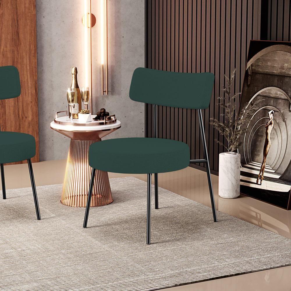 Poltrona Decorativa Base Fixa Londres L02 Linho Verde Musgo - Lyam - 7